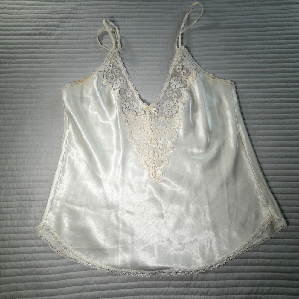 Maidenform Chantilly Camisole Women 38 Ivory Excellent Vintage Lace Satin 64603